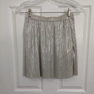 BCBGeneration Metallic Silver Pleated Mini Skirt with Side Pockets - size XS